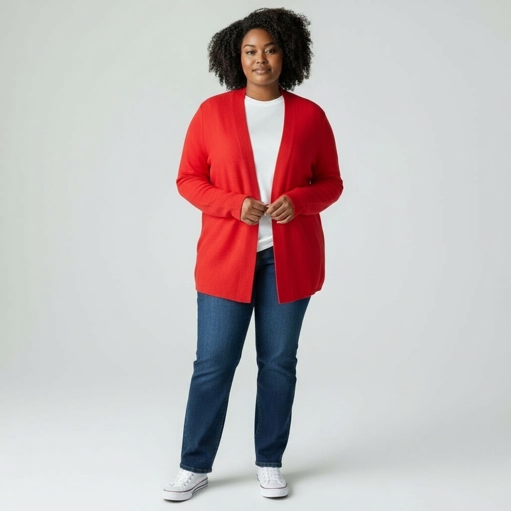 J. Jill Linen Blend Long Open Cardigan Hibiscus Size 2X Lightweight Layering - Picture 11 of 11